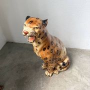 XL Italian ceramic leopard sculpture statue 1970