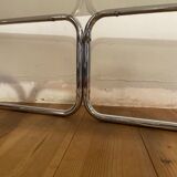 Vintage coffee table in chrome and smoked glass 70s