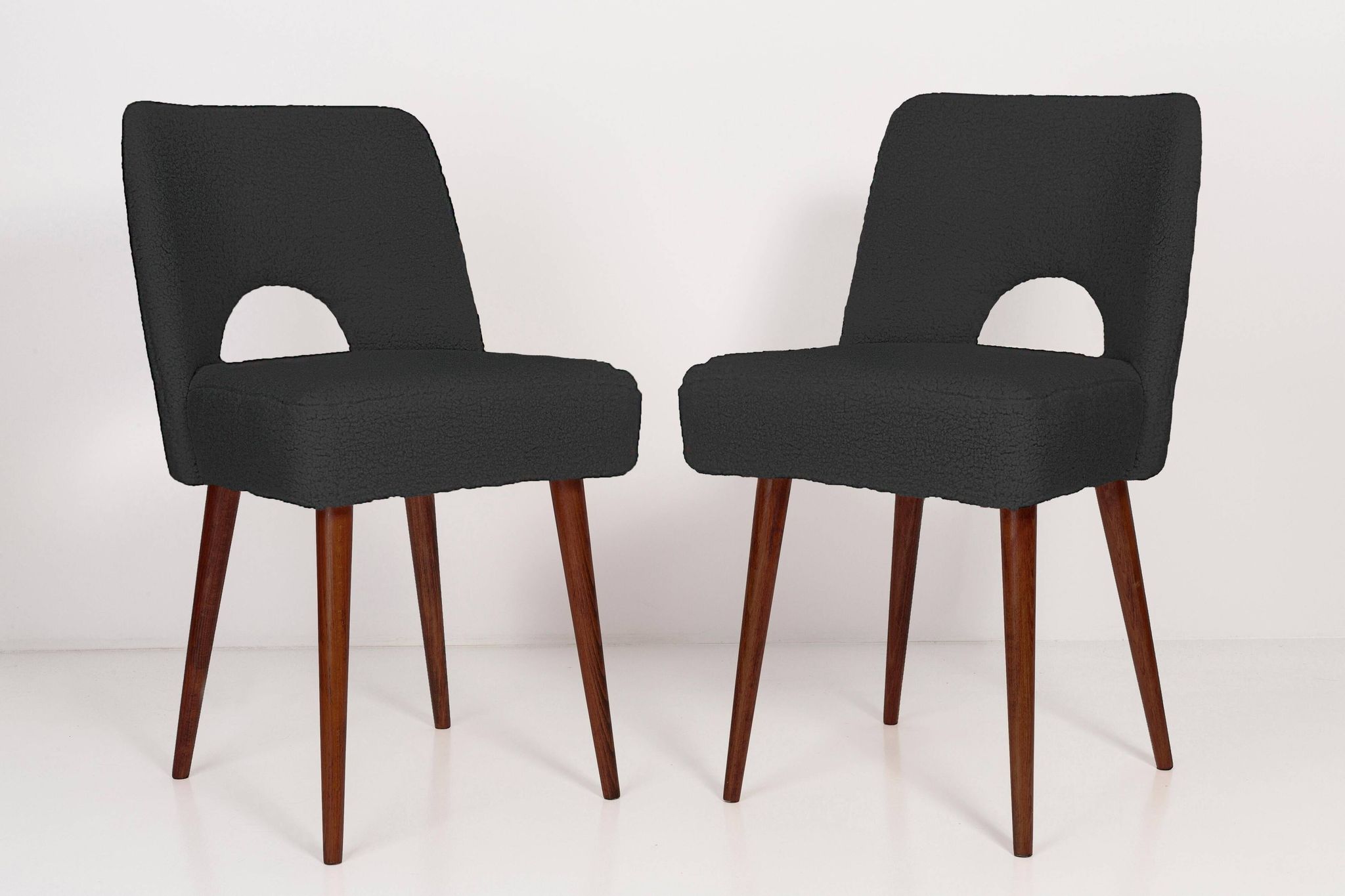 Chaise 'Shell' en bouclé gris foncé, années 1960