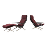 Rob Parry Pair of Lotus Lounge Chairs & ottoman for Gelderland 1960s