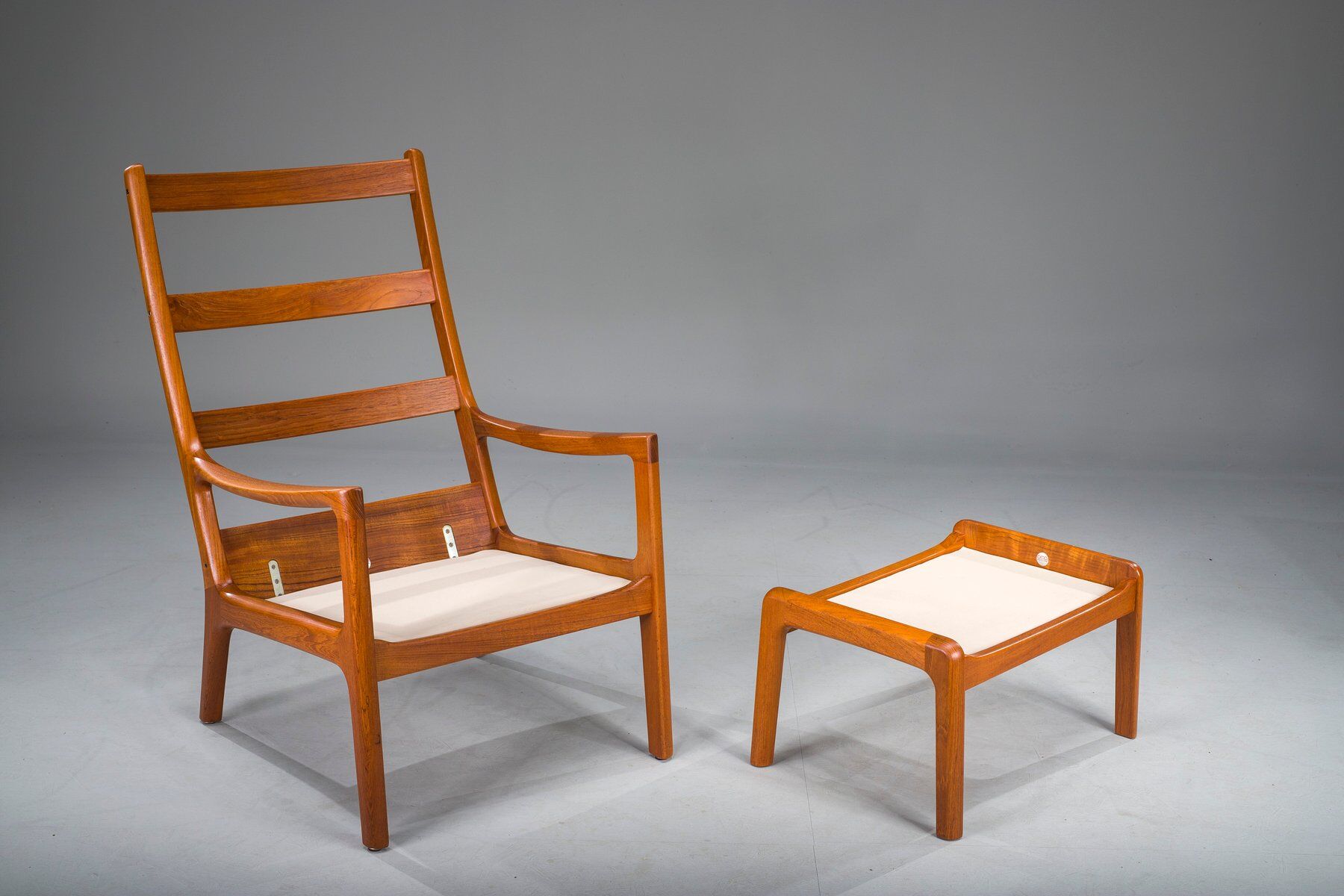 Ensemble de fauteuil à dossier haut et ottoman Senator en teck par Ole Wanscher pour Poul Jeppesen Collectors, Cado, années 1960