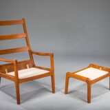 Ensemble de fauteuil à dossier haut et ottoman Senator en teck par Ole Wanscher pour Poul Jeppesen Collectors, Cado, années 1960