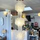 Very large cascading chandelier in mother-of-pearl, Verner Panton style, 1970.