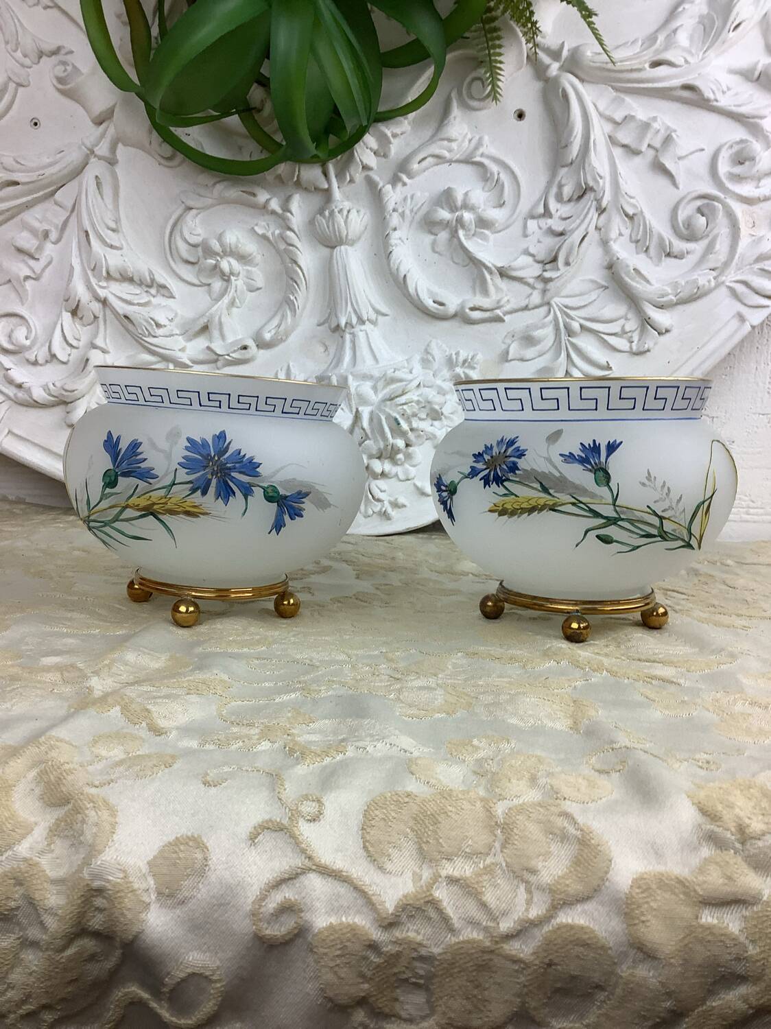 Two opaline glass cups