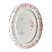 Creil & Montereau oval dish in pink ironstone, "Centaurée" service