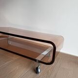 Smoked plexiglass coffee table from the 70s