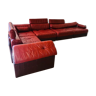 Modular sofa ds-88 leather patchwork burgundy and brown