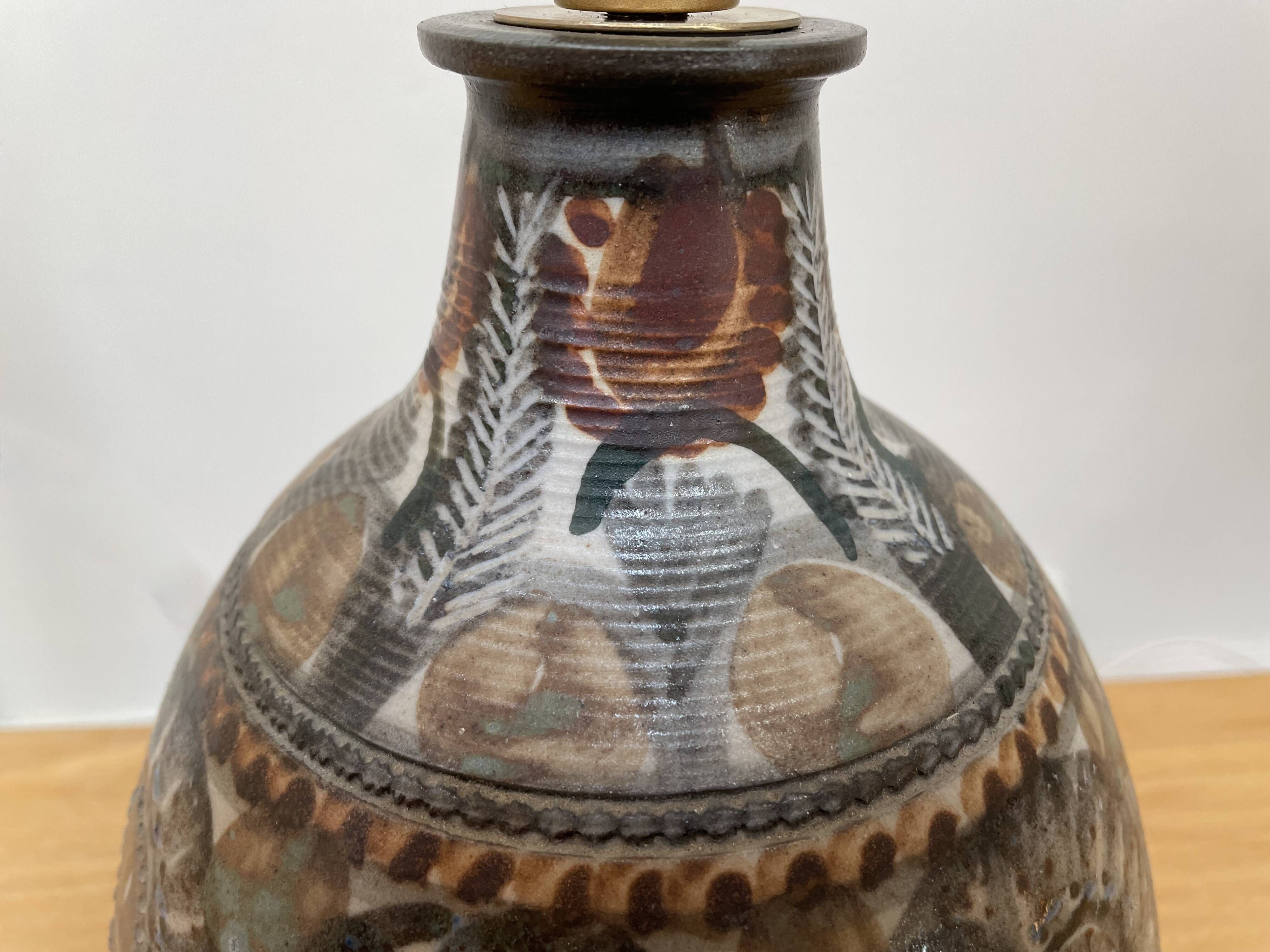 Ceramic lamp by Jean-claude Courjault, La Cerisaie, circa 1970.