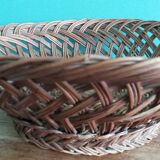 Antique basket, fruit basket or bread basket made of wicker