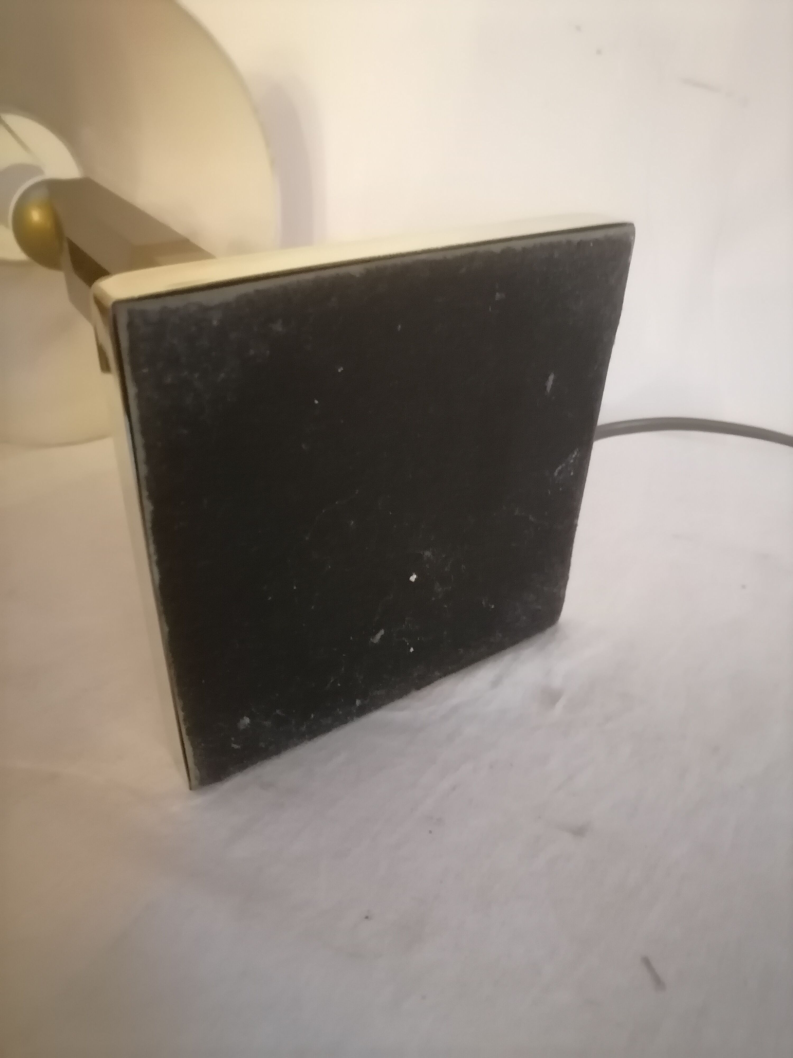 Modernist lamp. Brushed steel and brass.