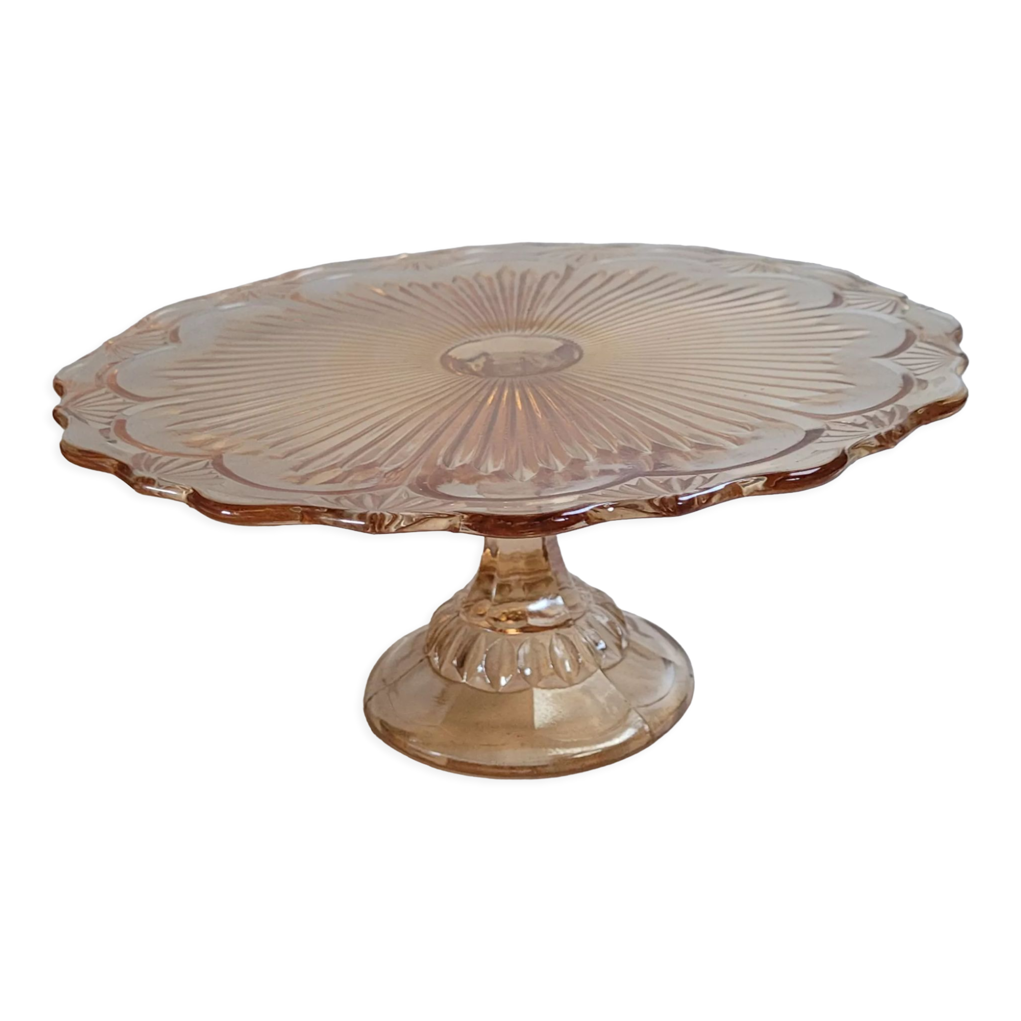 Pink molded glass pie dish