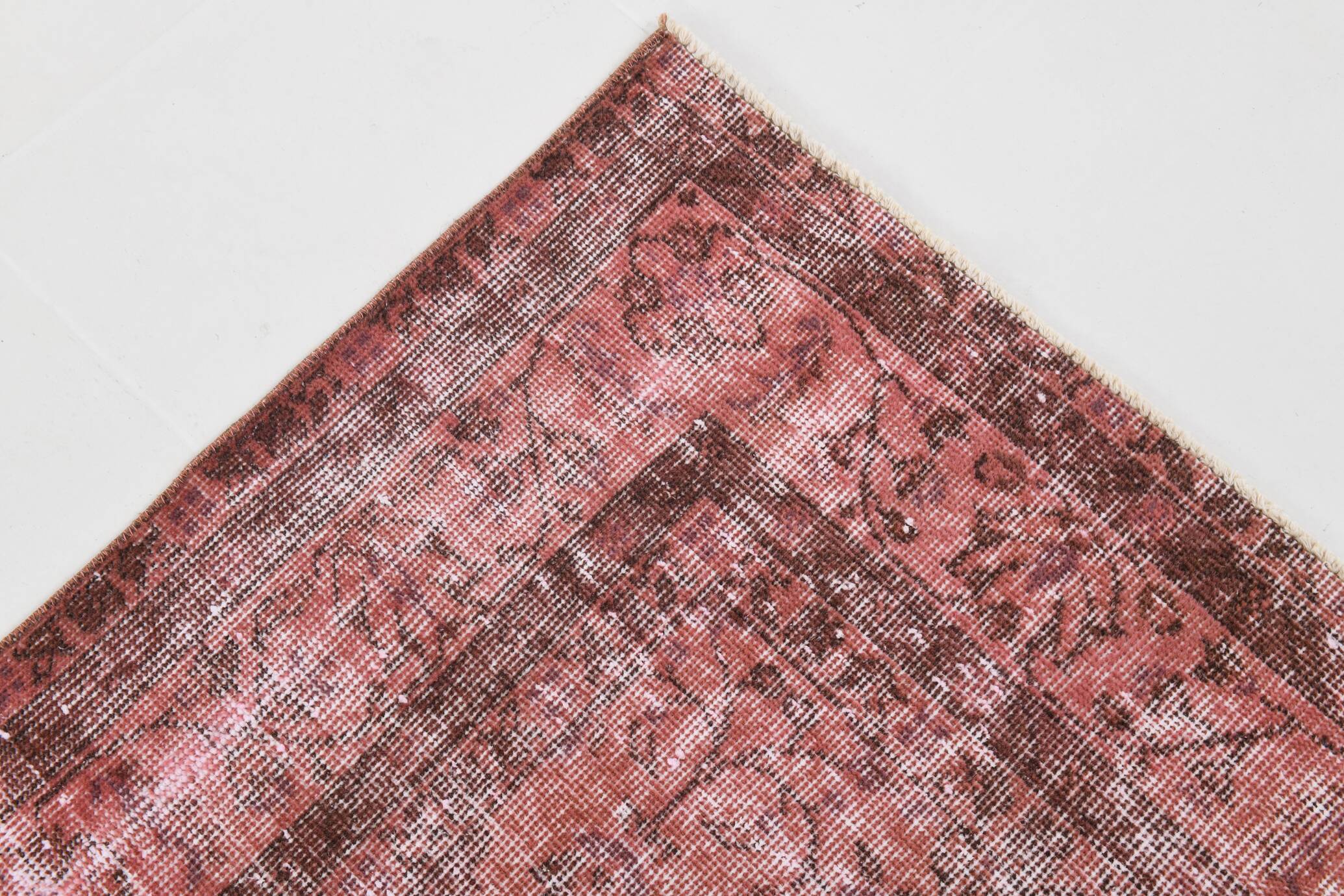 Dusty Rose Turkish Vintage Oversize Handmade Wool Carpet Rug, 198x297 Cm