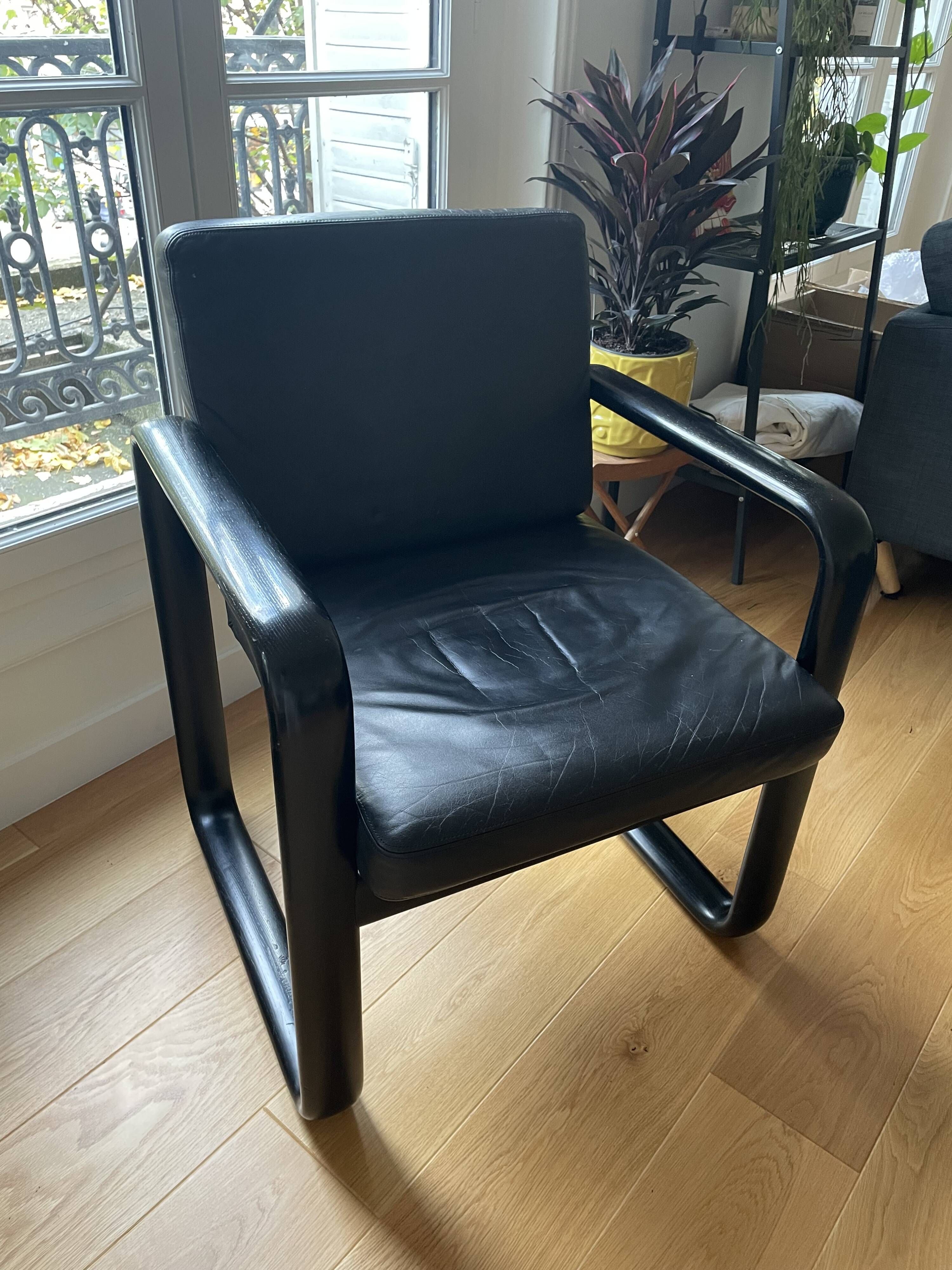 Hombre leather armchair by Burkhard Vogtherr vintage 70s