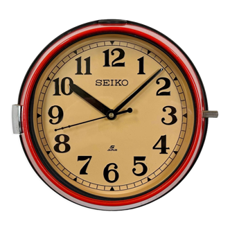 Vintage red seiko maritime wall clock, 1970s