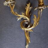 Paire applique signe en bronze dore xix eme rocaille louis xiv xvi
