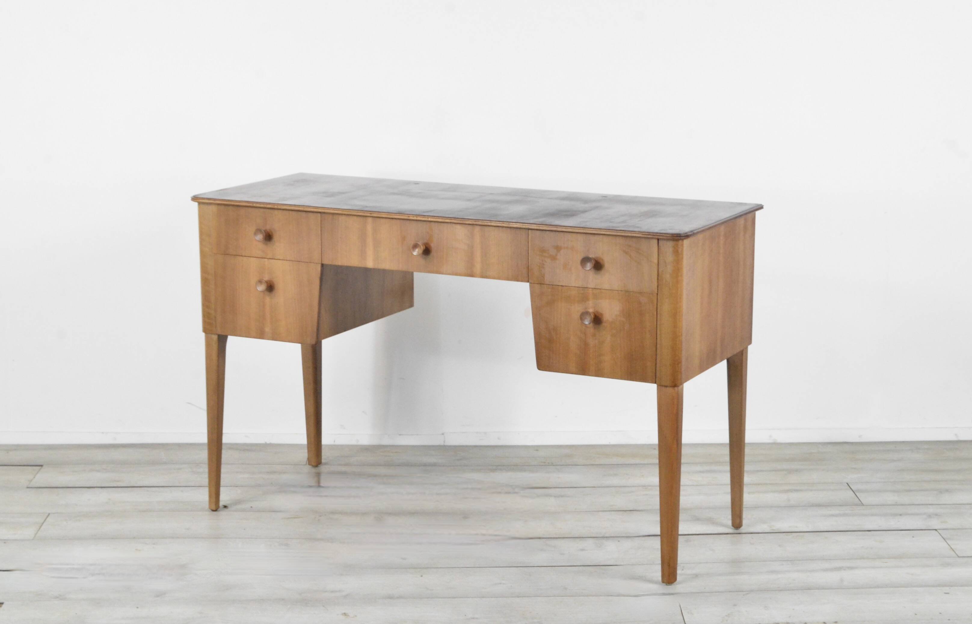 Midcentury Gordon Russell Walnut And Beech Desk / Console Table. Vintage Mo