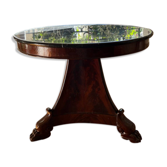 Empire mahogany marble pedestal table