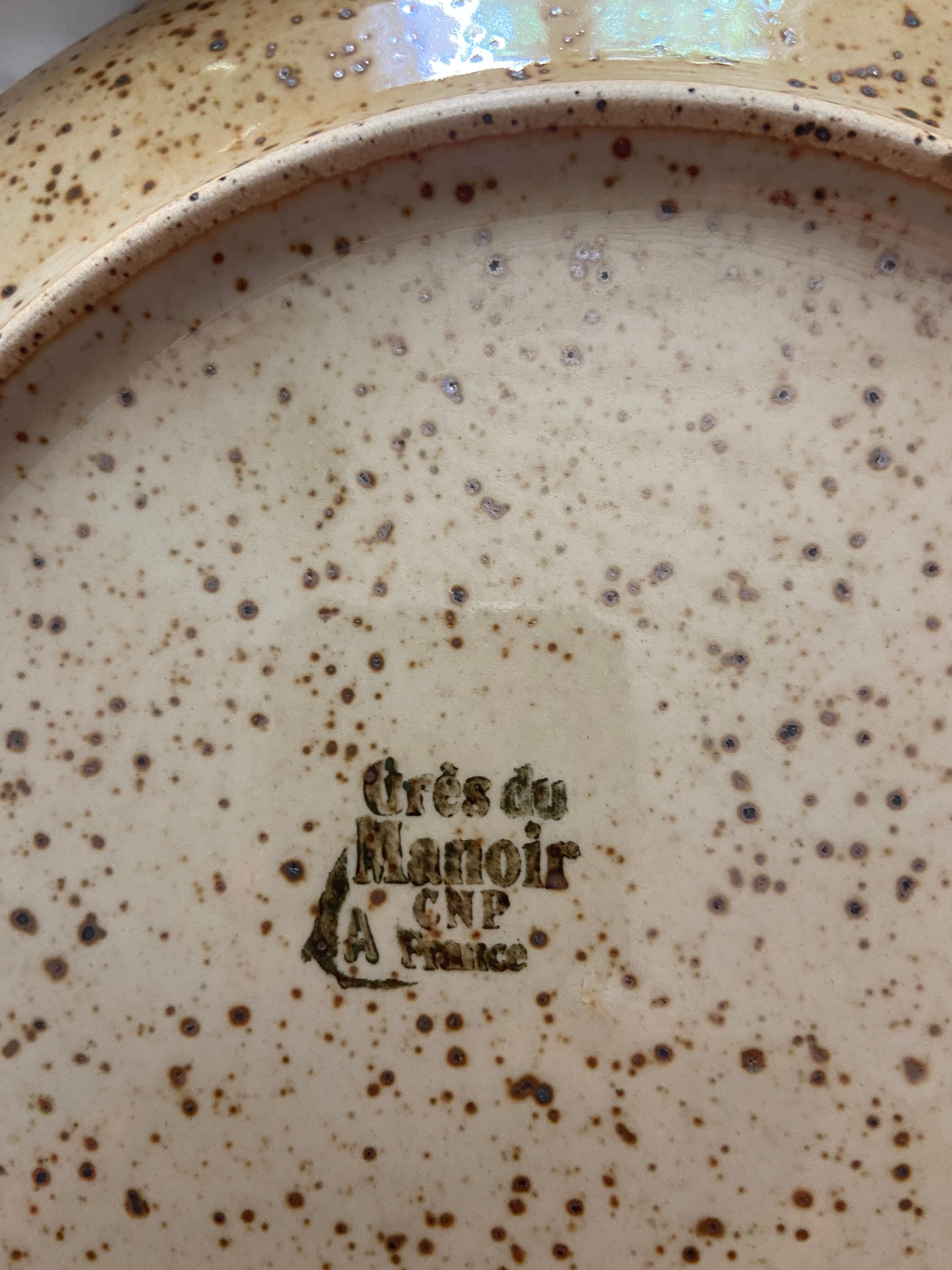 Series of 6 flat plates in vintage stoneware