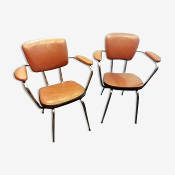 2 chaises skaï et chrome vintage