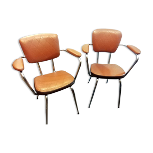 2 chaises skaï et chrome vintage