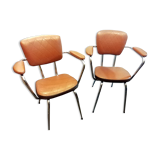2 skaï chairs and vintage chrome