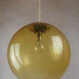 Suspension globe verre fume ambre bulle Peill & Putzler space age