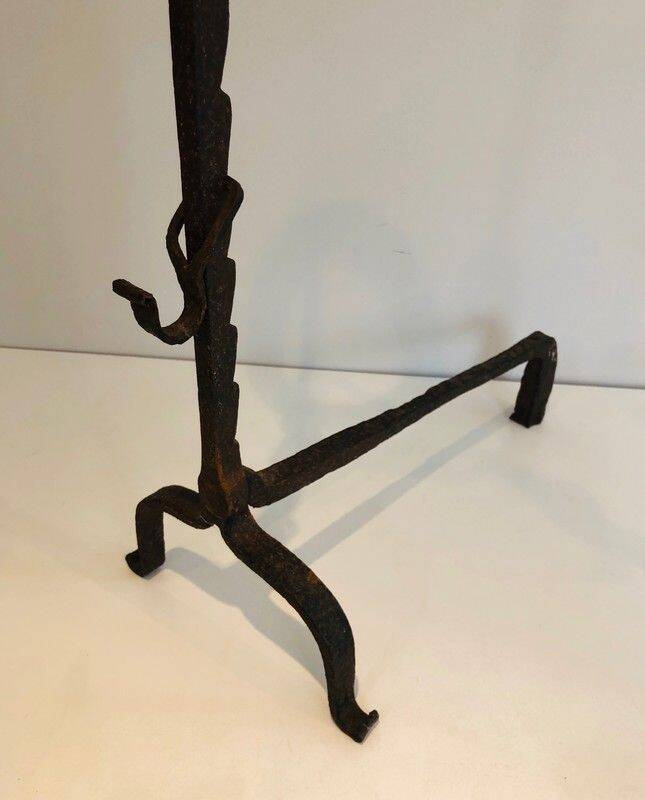 Pair of wrought iron fire tongs