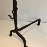 Pair of wrought iron fire tongs