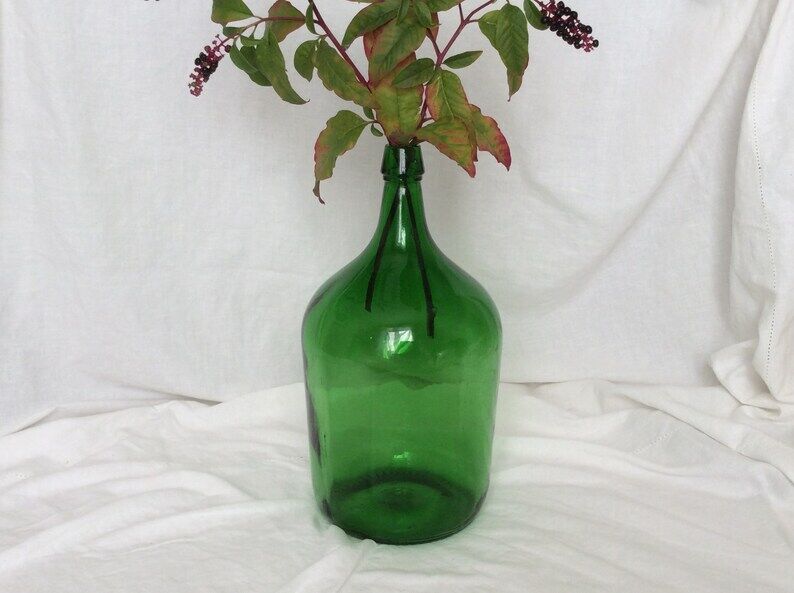 Dame Jeanne en verre vert émeraude