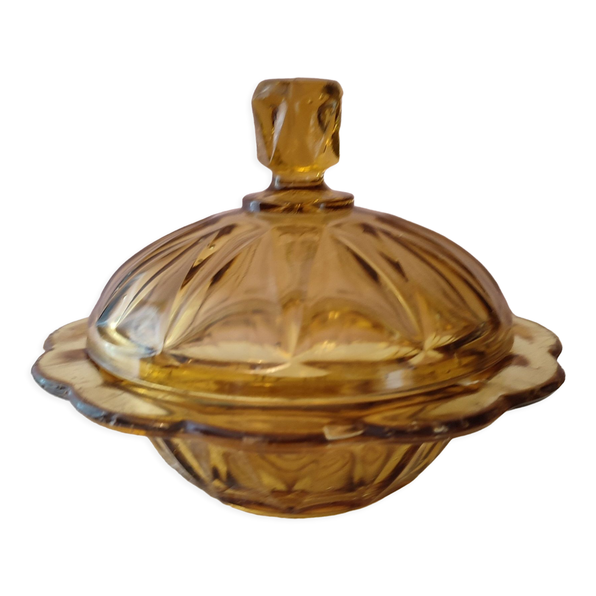 Sucrier en verre pressé Art deco