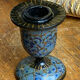 Pair of Kashmiri candlesticks, lacquered papier-mâché