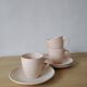 3 cups + Digoin Sarreguemines pink Art Deco jug