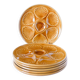 Set of 6 Moulins des Loups oyster plates, Mustard, 1960