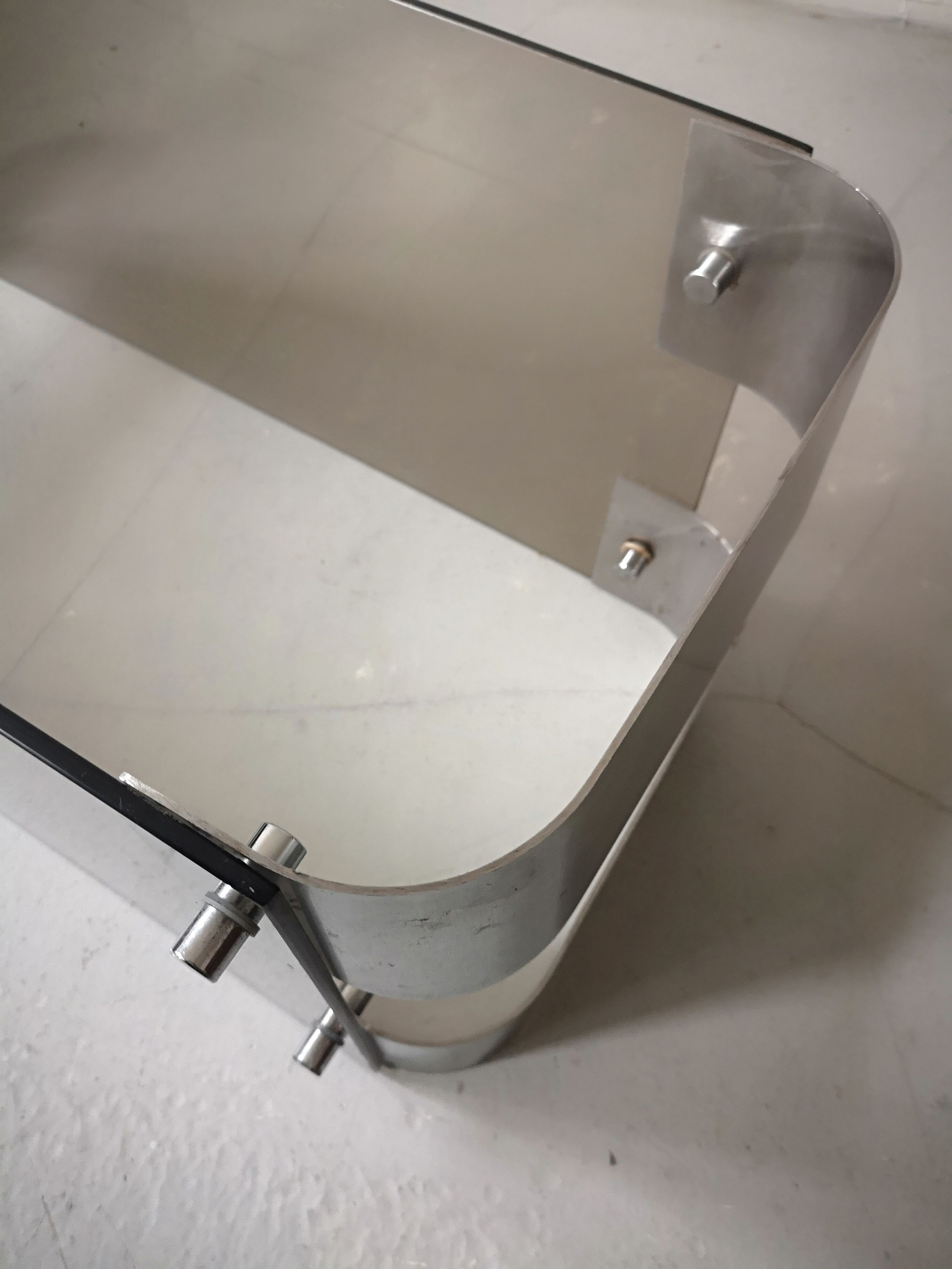 wall floor in metal and smoked glass, Donald Singer 1970