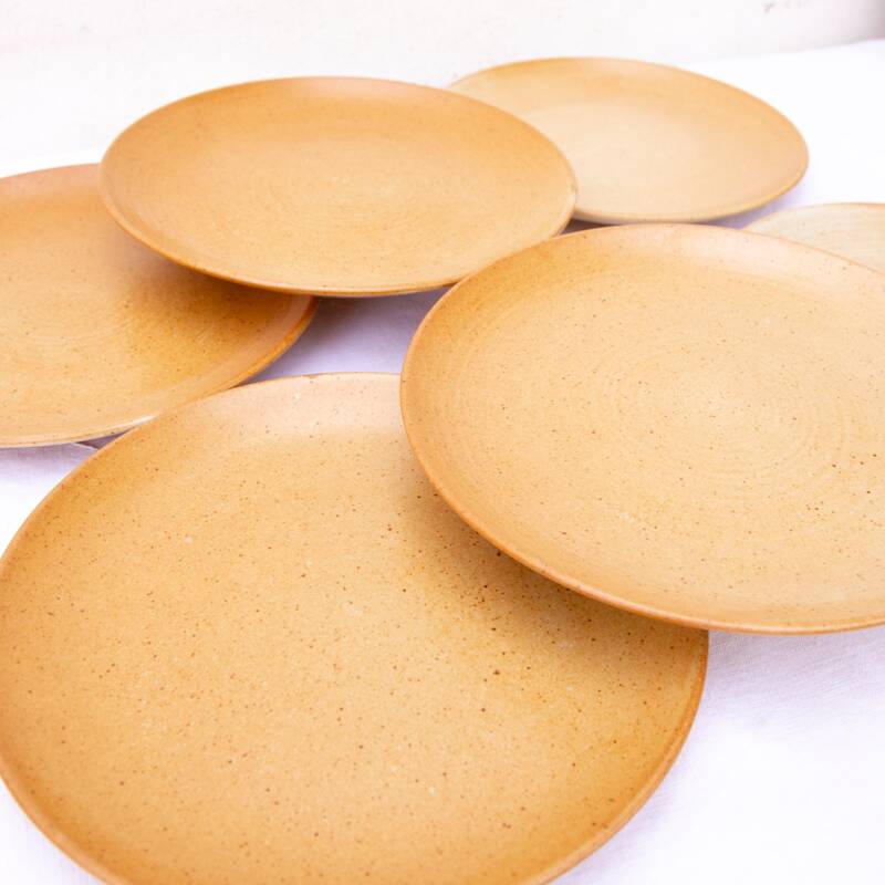 6 village stoneware dessert plates France