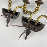 Vintage bronze wall lamps, Italy, 1950s, set of 2