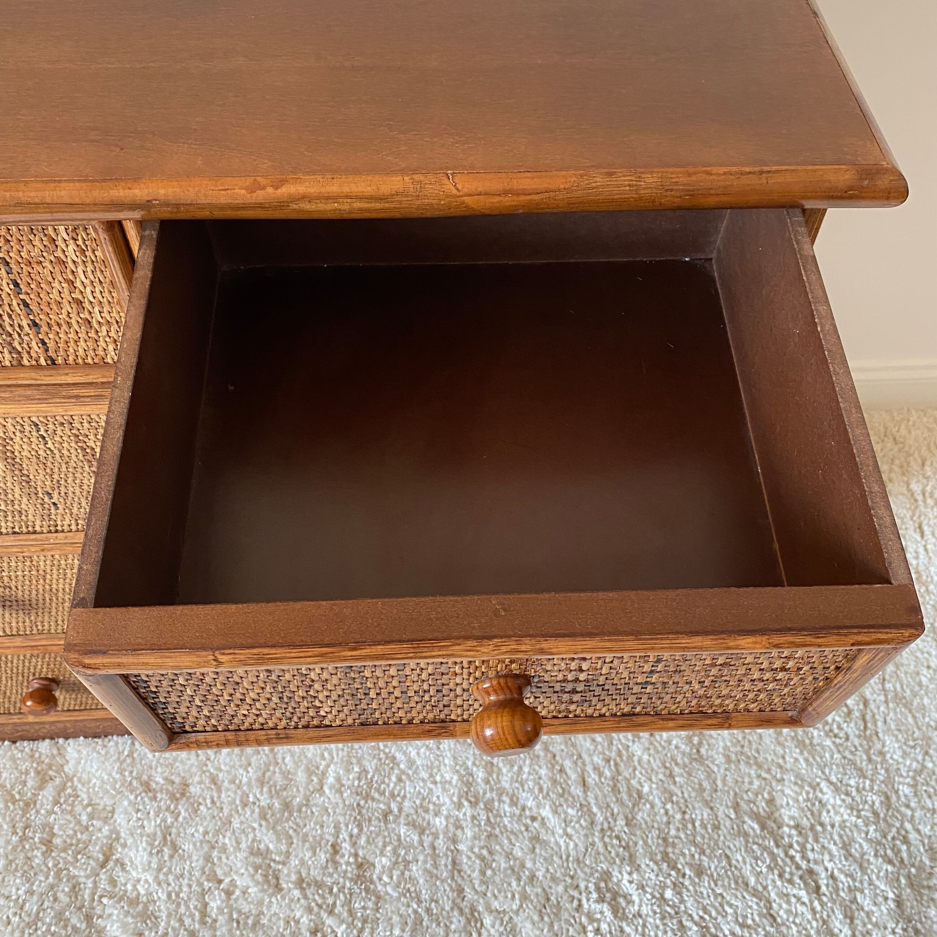 Vintage rattan chest of drawers