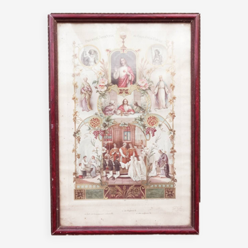 Cadre ancien et son affiche Sainte