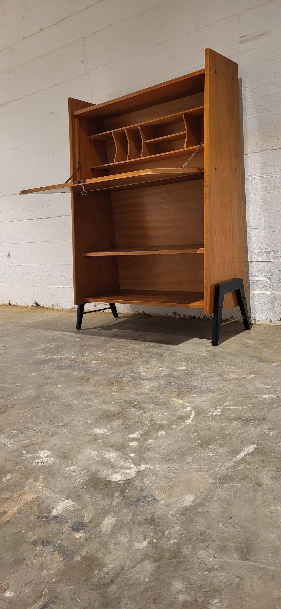 Vintage secretaire with bookcase, 1950s