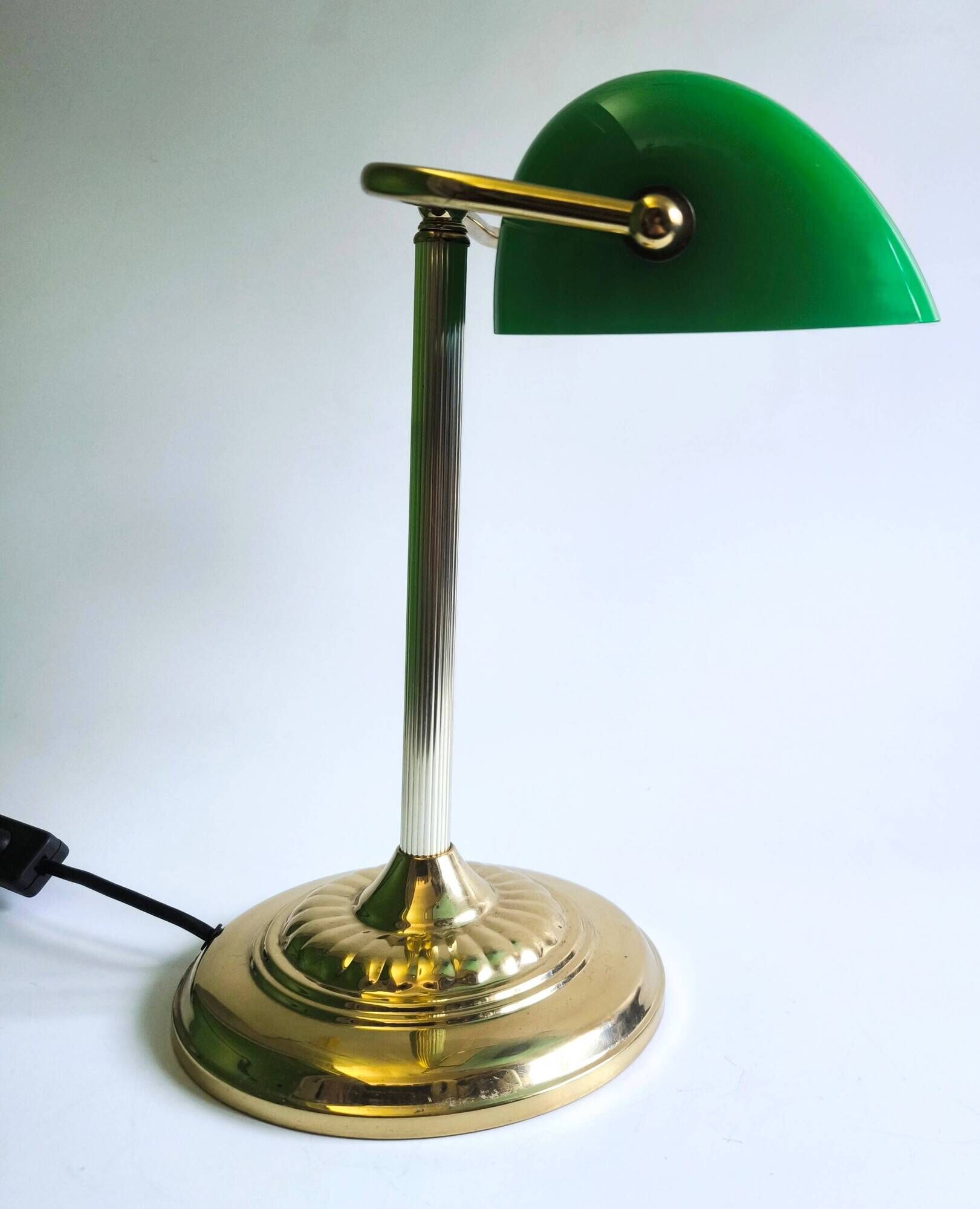 French banker lamp made of green opaline glass.