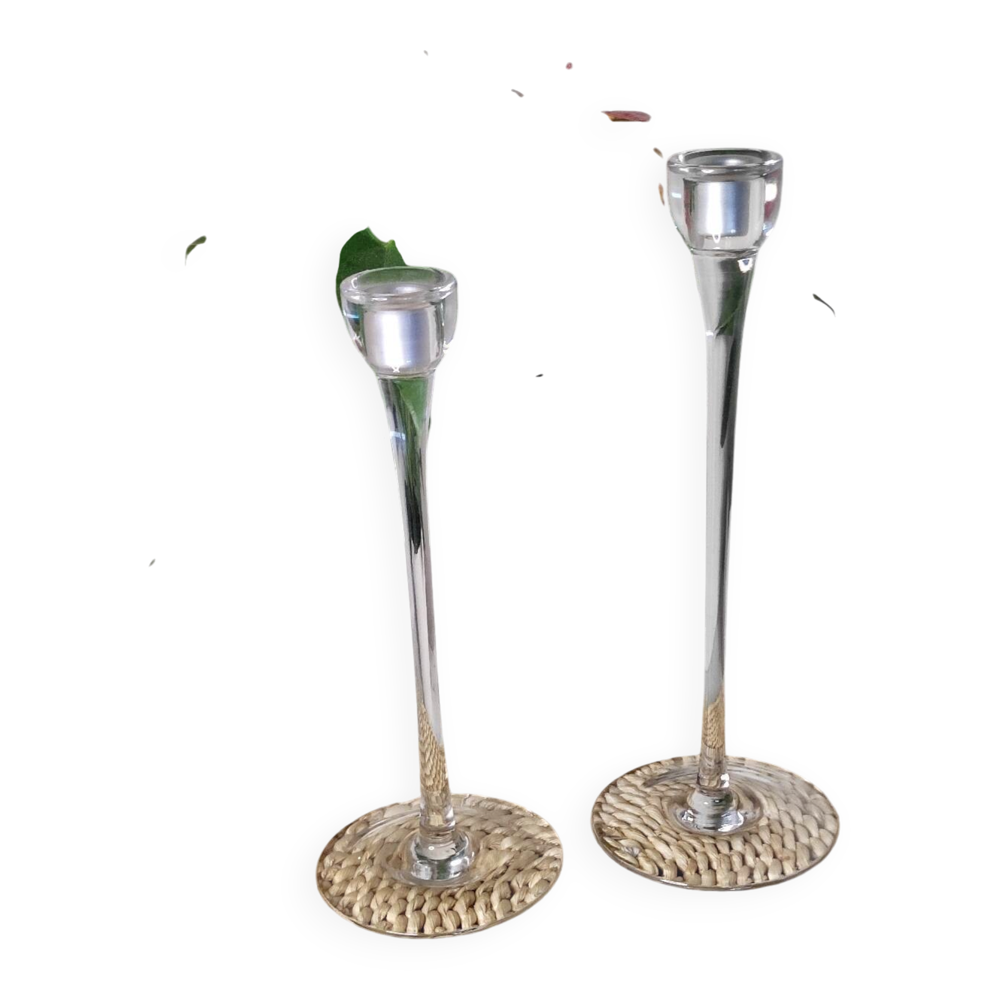 Transparent blown glass candle holders