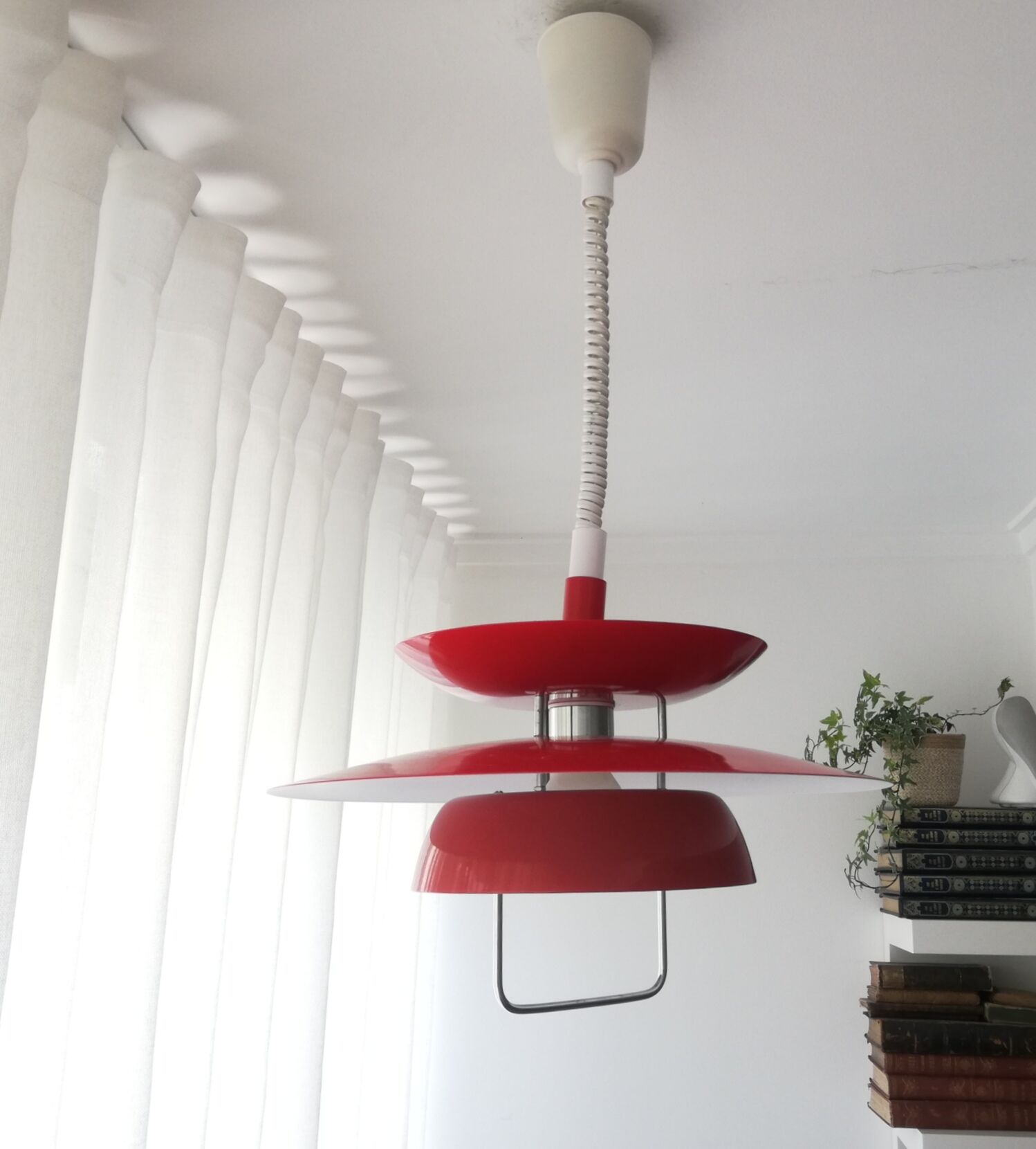 Red pull-down Scandinavian design ceiling lamp Berga by Markslöjd Sweden