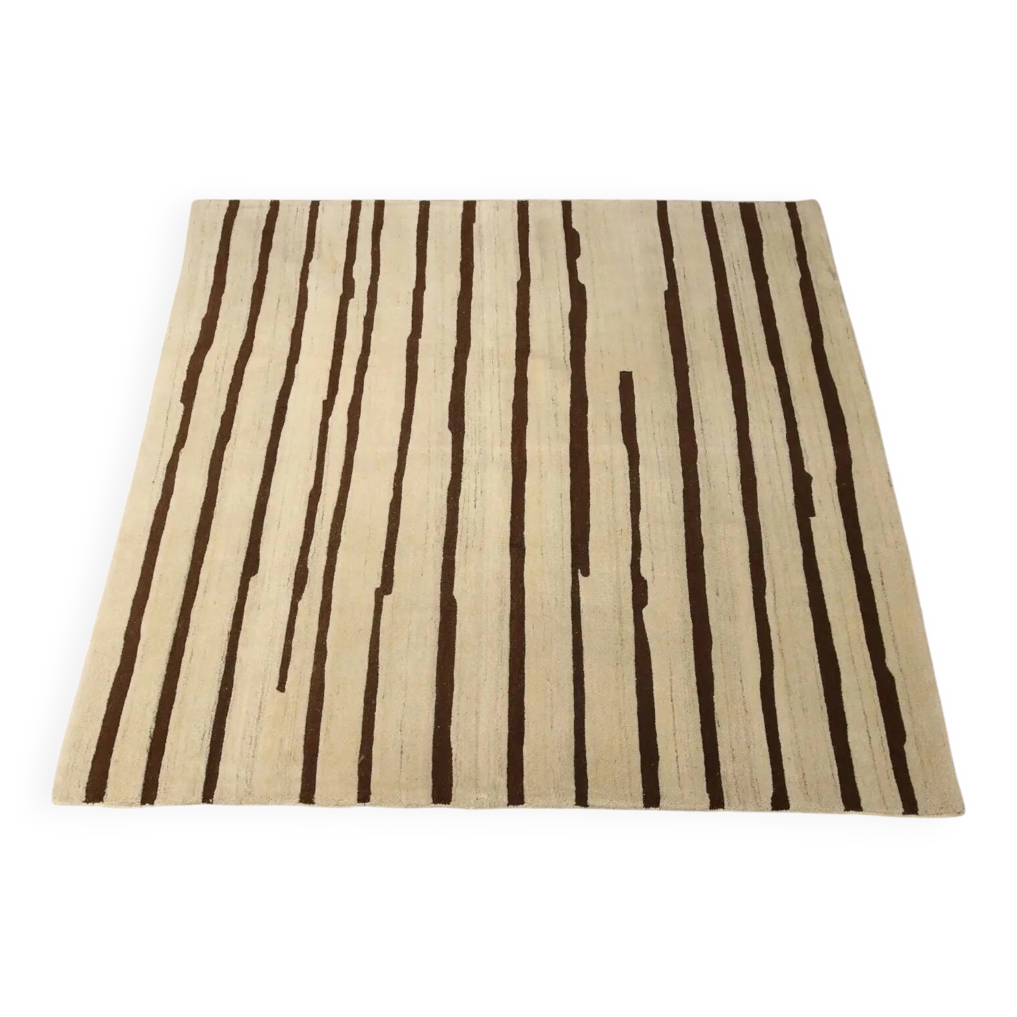 Handmade Asian wool rug with large knots 108 x 100 in