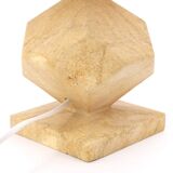 Lampe beige en marbre, abat jour en raphia, années 70