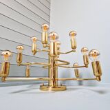 Large designer brass ceiling light, 70s