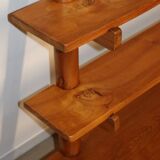 Vintage wall shelf unit in solid elm, 1970s