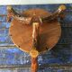 Center table cut, empty pocket, metal wood, vintage 1950