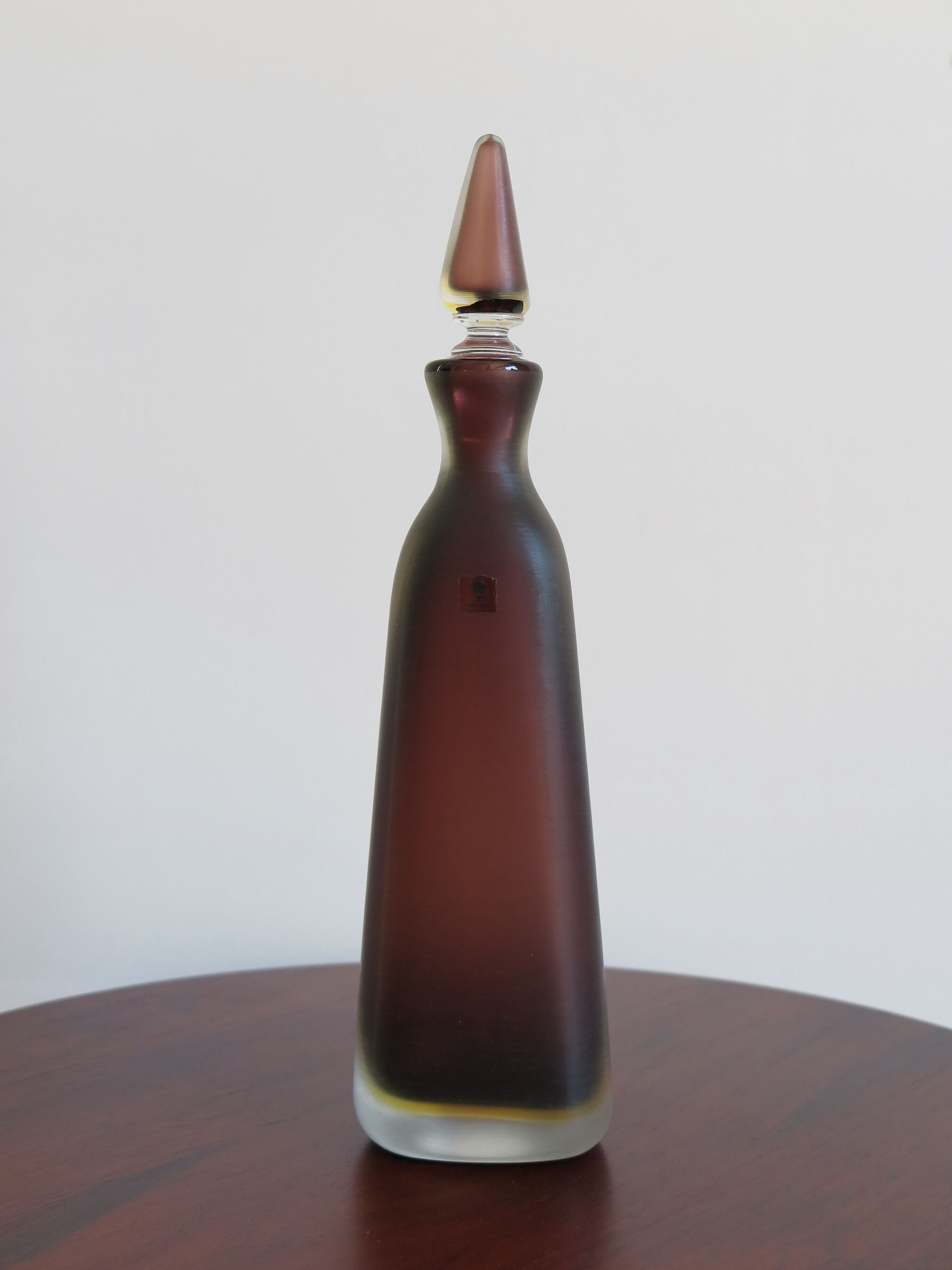 Italian Venini Murano glass bottle Incisi serie 1980