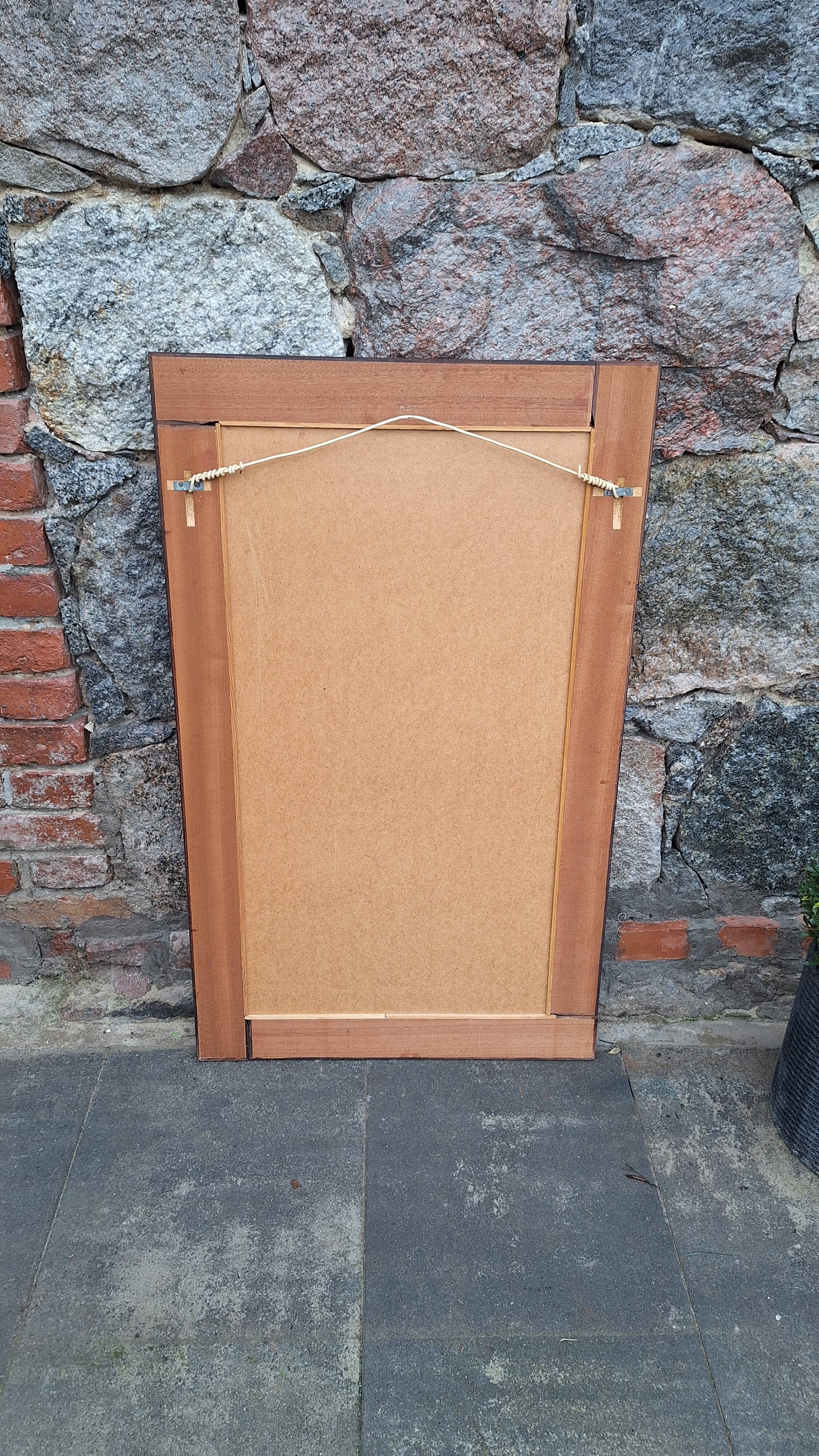 Big rosewood wall vintage mirror, 1970s