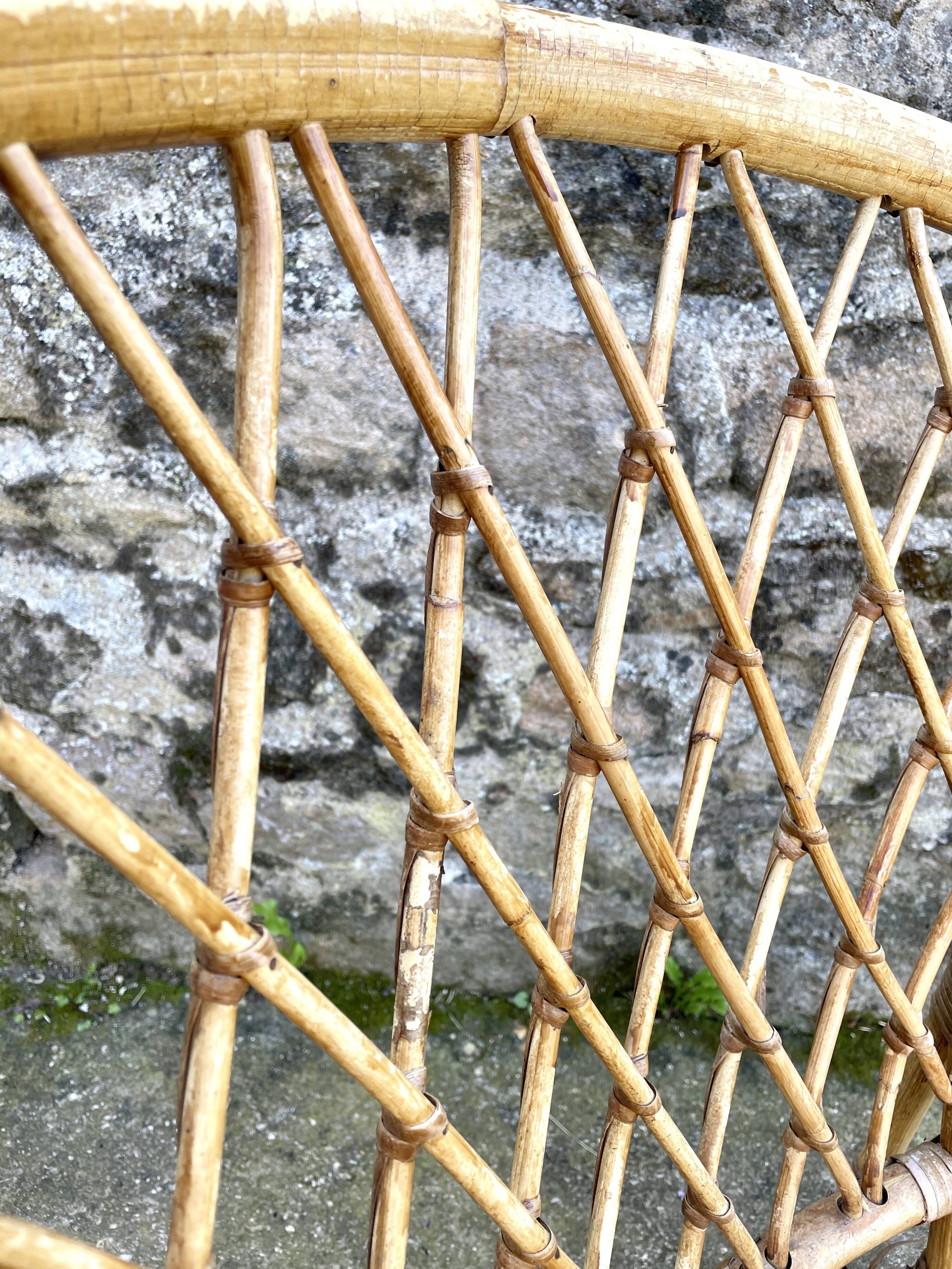 Woven rattan armchair, 1960